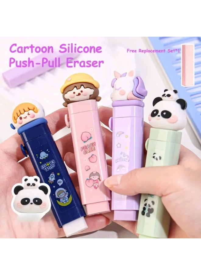 ممحاة كرتونية لطيفة قابلة للسحب بقطعة واحدة مع نواة بديلة واحدة – تصميم كاوايي ممتع للكتابة والرسم للأطفال | محو نظيف وسلس مع بقايا قليلة | هدية أدوات مدرسية ممتعة ومثالية للفن والإبداع - Image 1